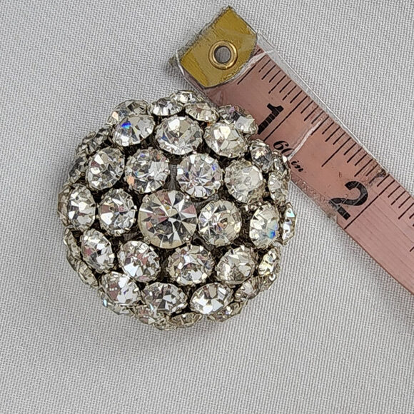 Vintage Silver Tone Crystal Domed Statement Brooch - Picture 5 of 5